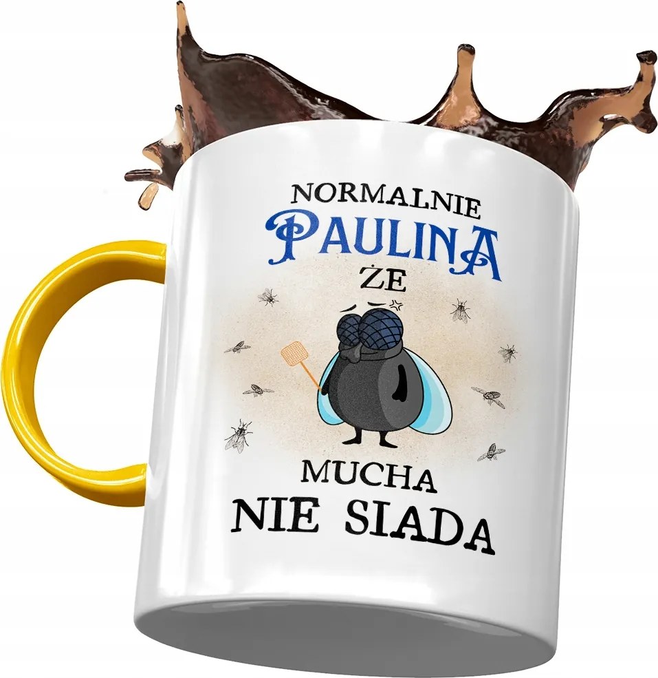 Sárga Bögre Paulina Feleség Barátnő Ajándék Nyomtatott Fotóval