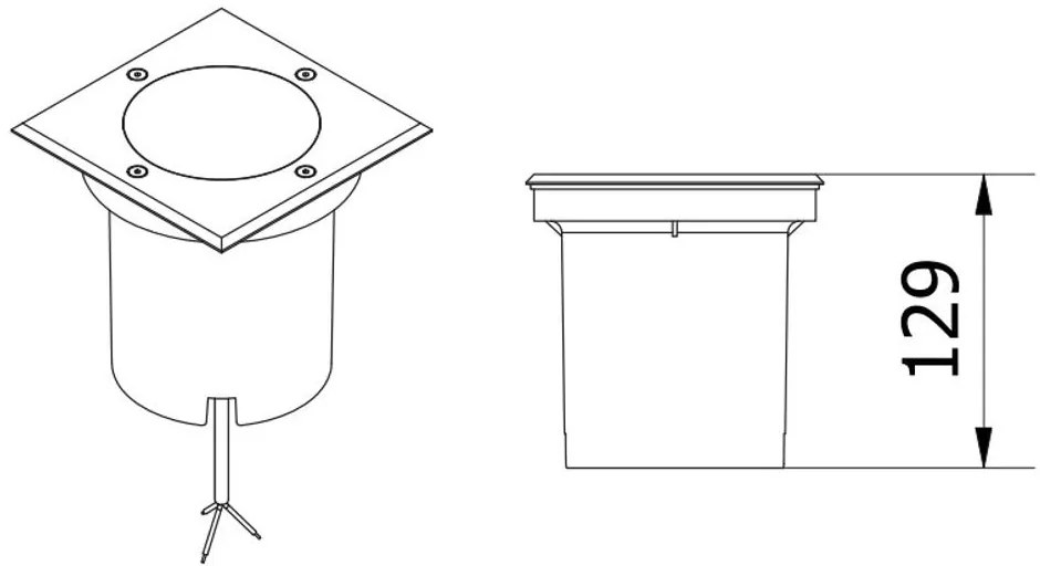 Lámpa Kerti lámpatest BETA-K (négyzet), max.50 W, GU10, IP67, AC220-240V, 50/60Hz, inox