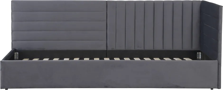 Ágy ágyráccsal, 90x200, szürke Velvet szövet, MEVIA