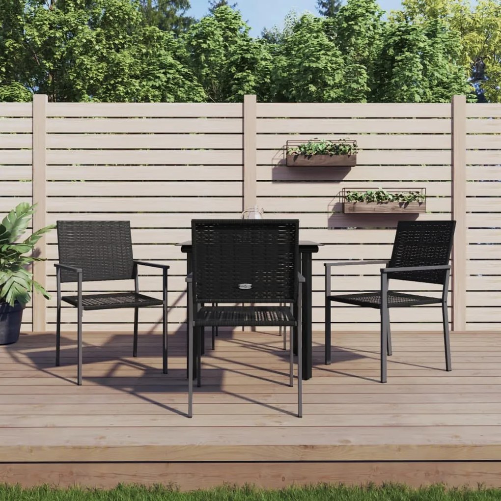 5 részes polyrattan és acél kerti étkezőgarnitúra