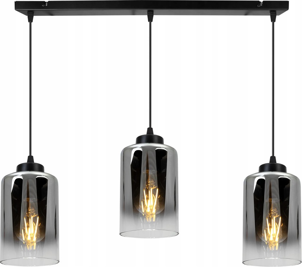 Mennyezeti Lámpa Lógó Csillár Fekete Loft Hármas Díszléc Glamour Üveg
