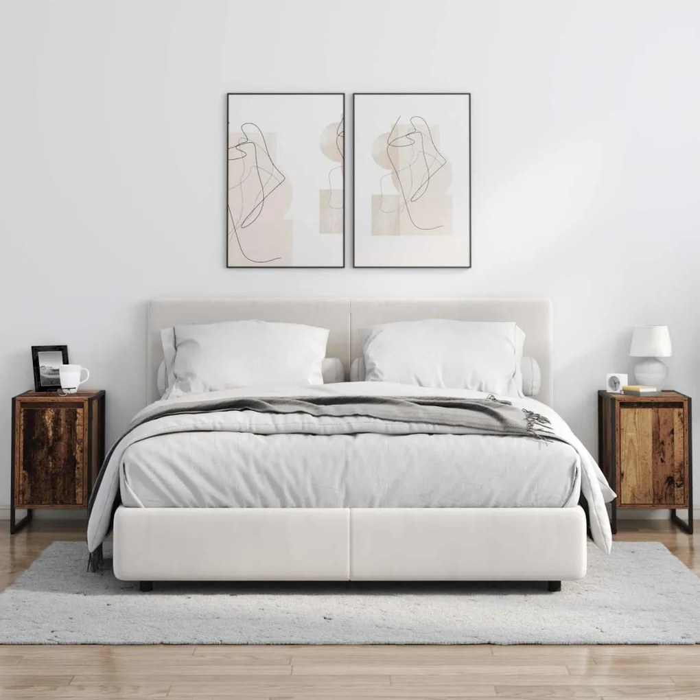 Éjjeli asztal 2 pcs Öreg fa 39,5 x 30 x 50 cm Faanyag