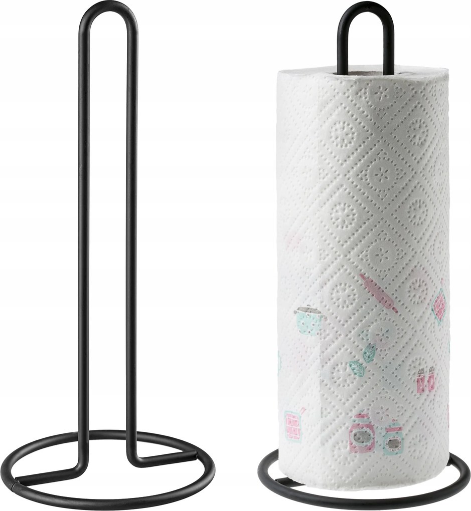 Papírtörölköző Tartó Állvány Fém Fekete Konyhai Törölköző Stabil 32cm