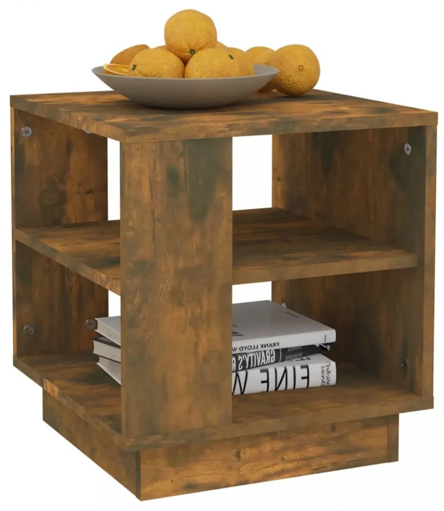 vidaXL füstös tölgyszínű szerelt fa dohányzóasztal 40 x 40 x 43 cm