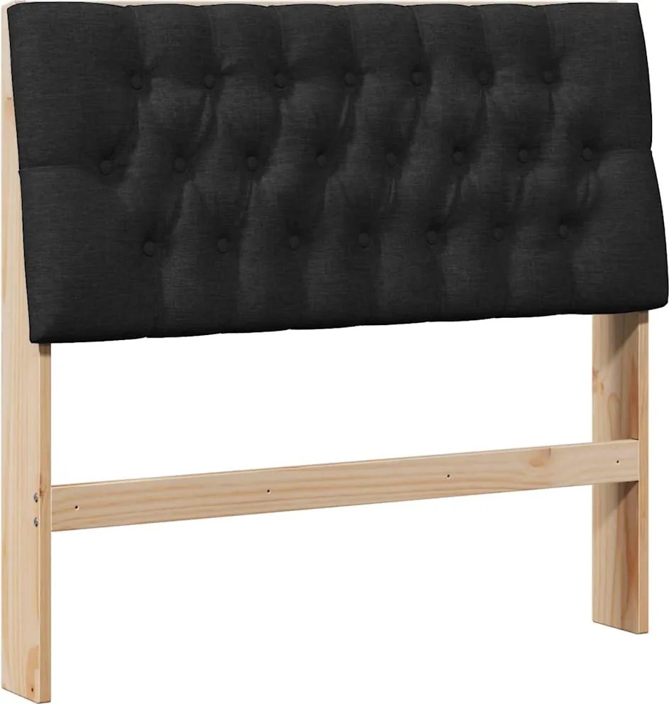 vidaXL Kárpitozott fejtámla Fekete 100 cm Tömör fenyőfa
