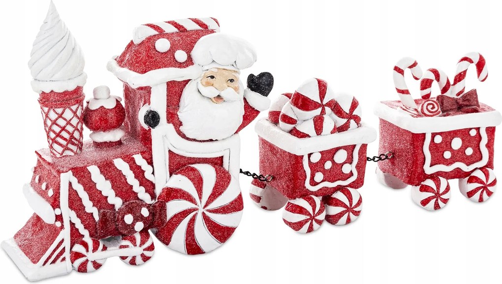 Karácsonyi dekoráció Karácsony Vonat Mozdony Vagonok Piros Mikulás