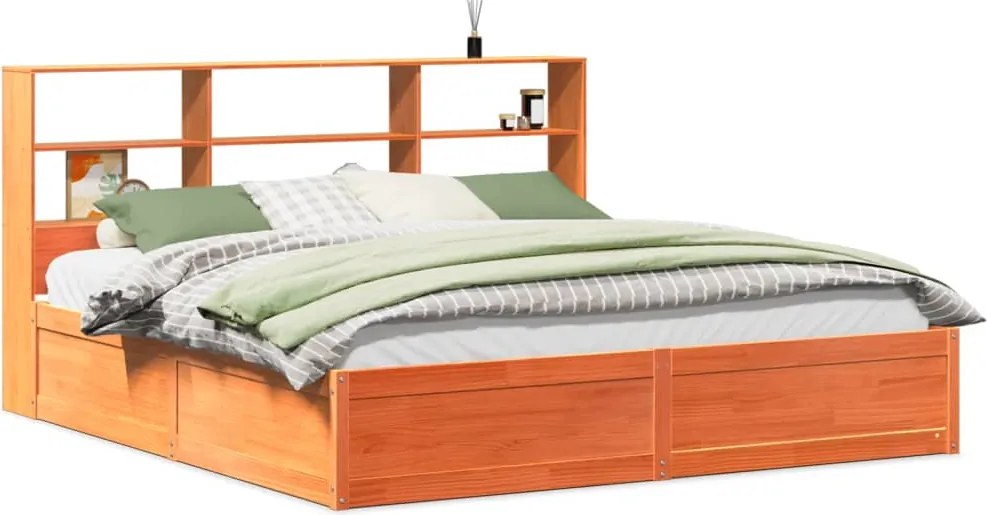 vidaXL viaszbarna tömör fenyőfa ágy matrac nélkül 180 x 200 cm
