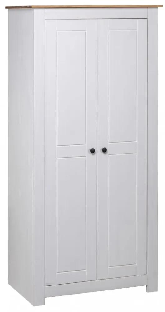 Fehér tömör fenyő panama ruhásszekrény 80 x 50 x 171,5 cm