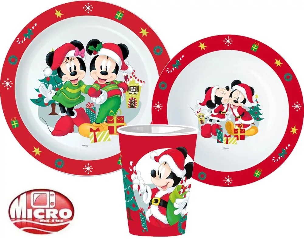 Disney Minnie and Mickey Karácsonyi kötény és műanyag étkészlet szett