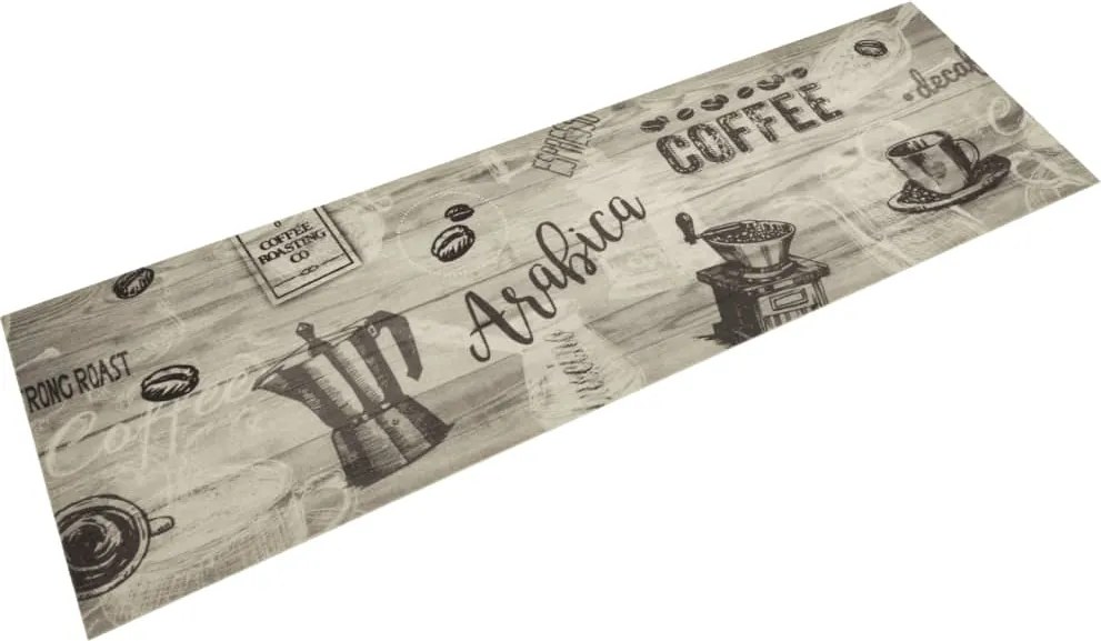 vidaXL szürke kávémintás mosható bársony konyhaszőnyeg 45x150 cm