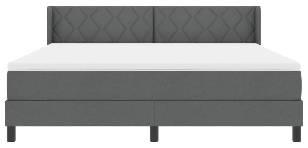 Boxspringágy matraccal - Sötétszürke, 180 x 200 cm, Szövet.