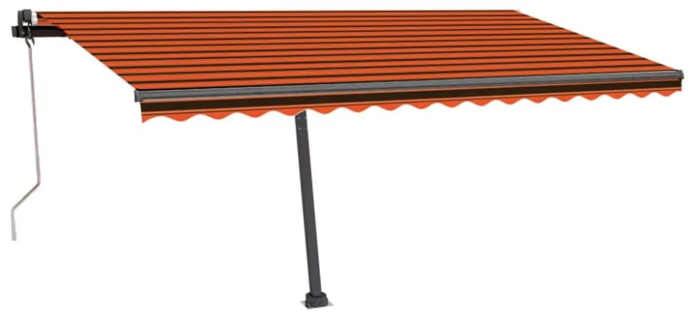 narancssárga-barna szélérzékelős és LED-es napellenző 450x350cm