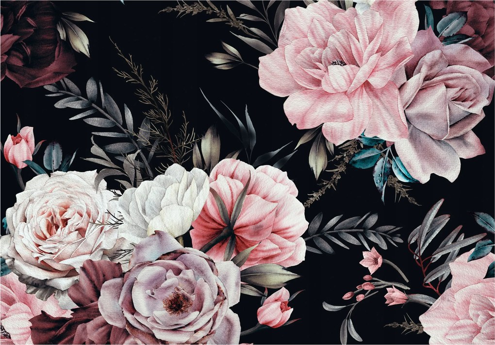 Fotótapéta flizelina Virágos lendület Rózsa Bazsarózsa Elegancia 200x140 +ragasztó