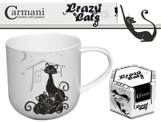 Porcelánbögre díszdobozban, 500ml - macskamama kiscicáival