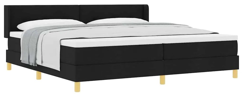 Boxrugós ágy Fekete 200 x 200 cm Kárpitozás és Fa és Hab