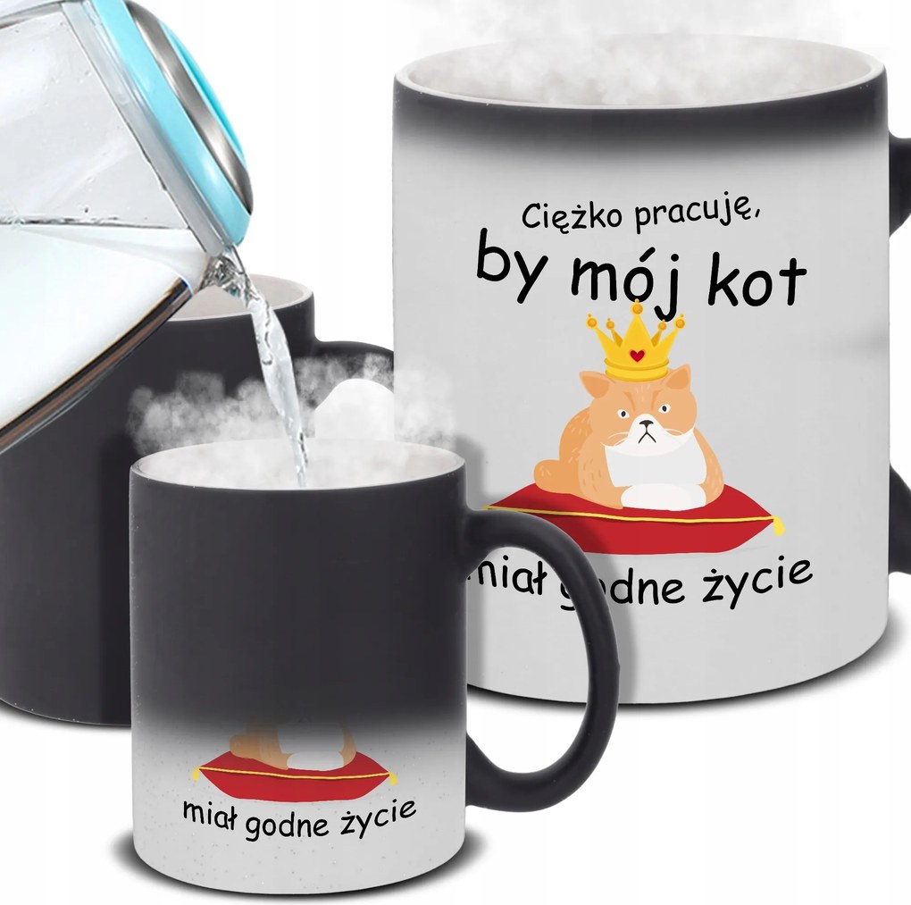 Mágikus Bögre 330ml Fekete Mat Ajándék Méltó Élet Macskának Vicces Wz