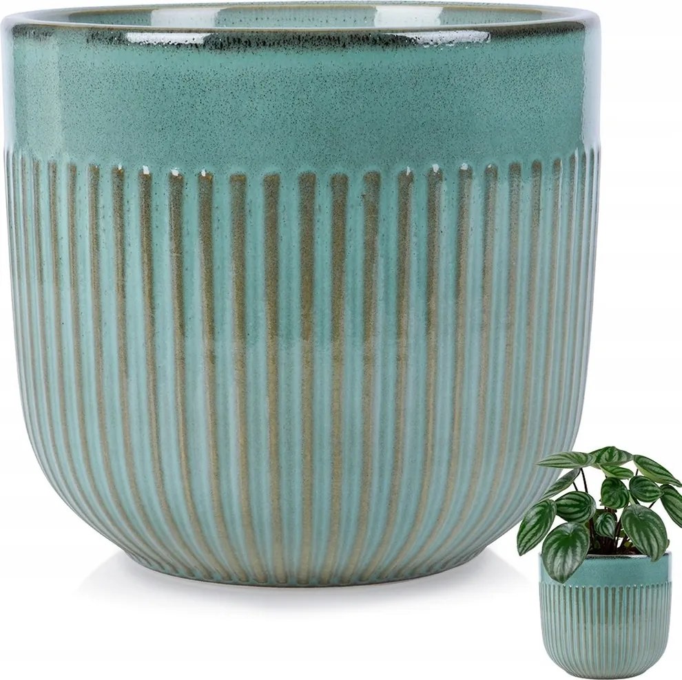 Virágtartó Kaspó Porcelán Zöld Dekoratív Otthonra 17 CM