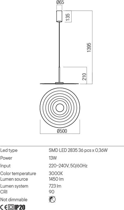 REDO 01-3047 LAKE Modern Függesztett Lámpa LED IP20