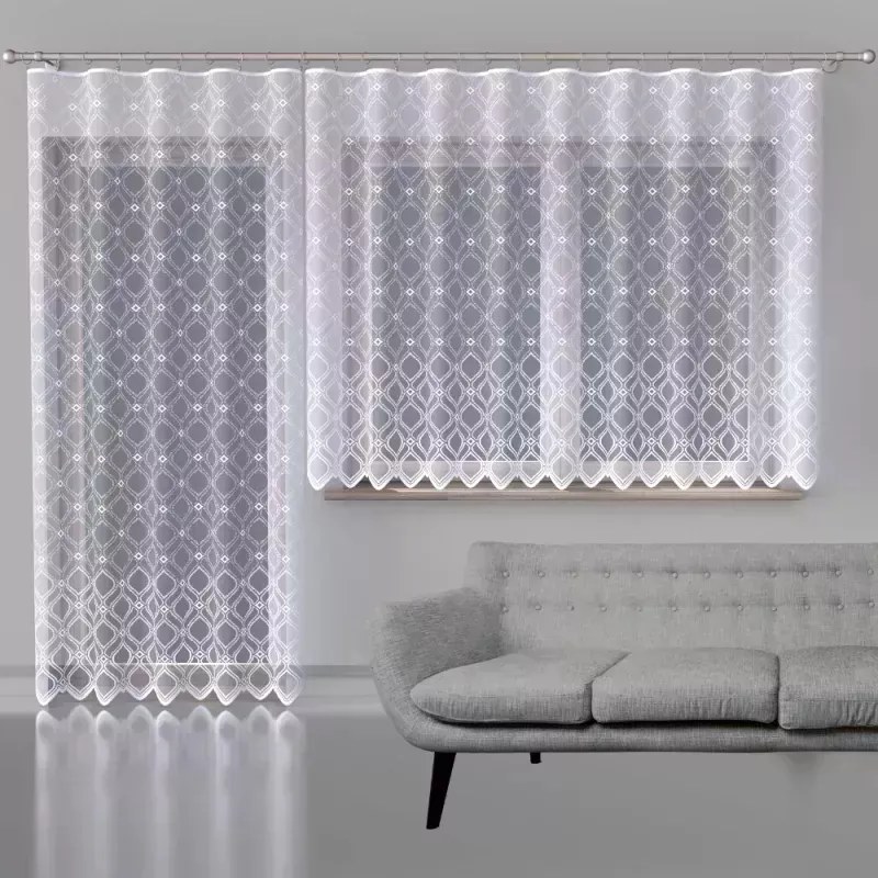 Elegáns jacquard függöny fehér mintás Miriam 250x250cm 623832 Akció!