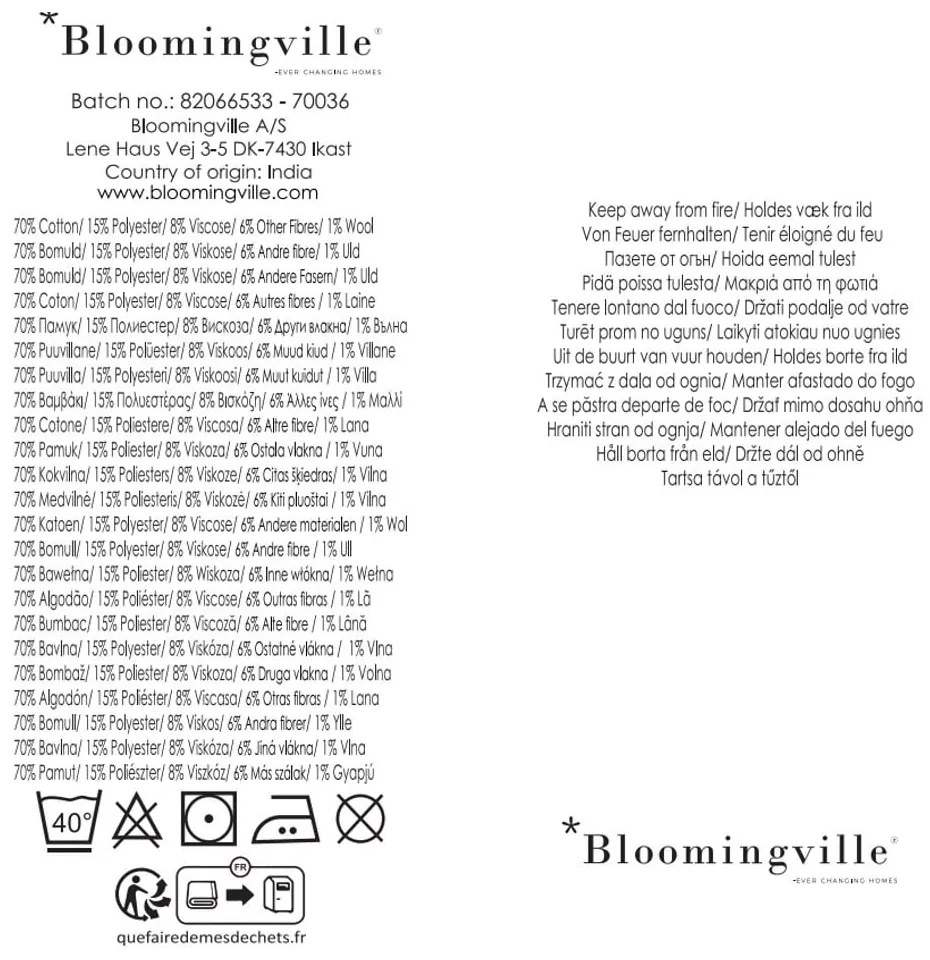 Kék-bézs újrahasznosított pamut takaró 130x160 cm Salobre – Bloomingville