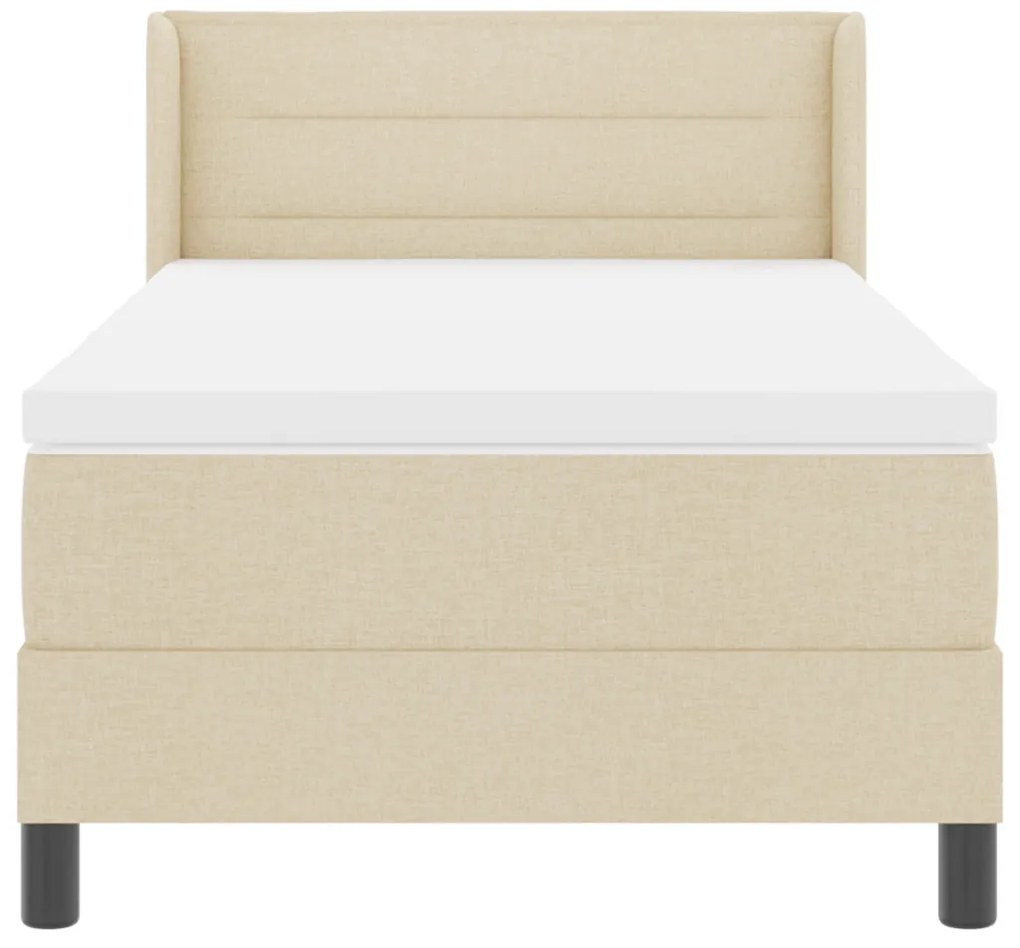 Box Spring Ágy Káprázatos Krém Színben, 90x200 cm, Szövet.