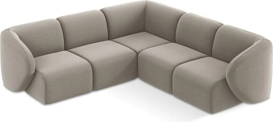 Világosbarna bársony sarokkanapé Lani – Makamii