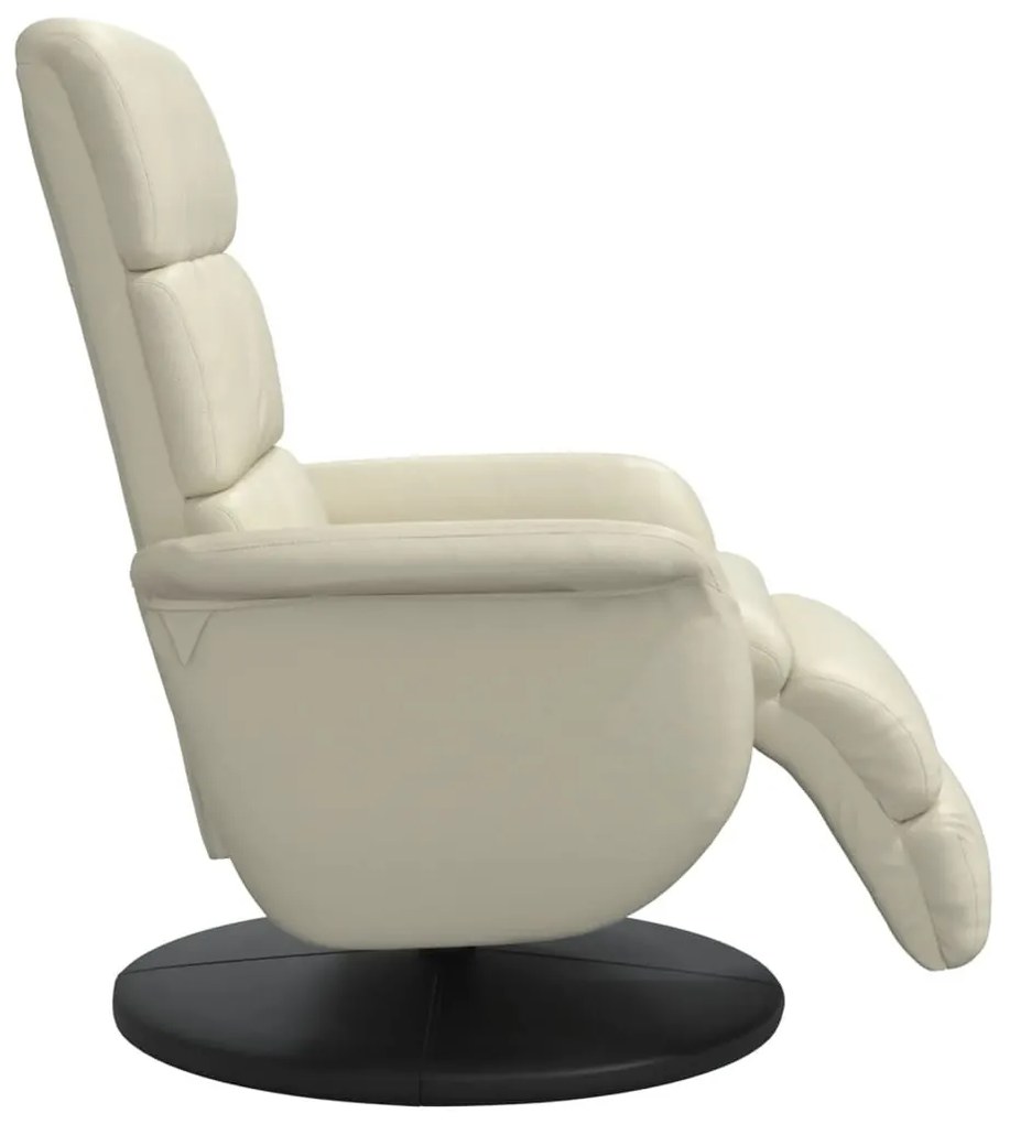 Krémszínű dönthető műbőr fotel lábzsámollyal