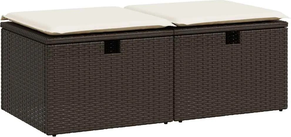 vidaXL 2 részes barna polyrattan akácfa kerti ülőgarnitúra párnákkal