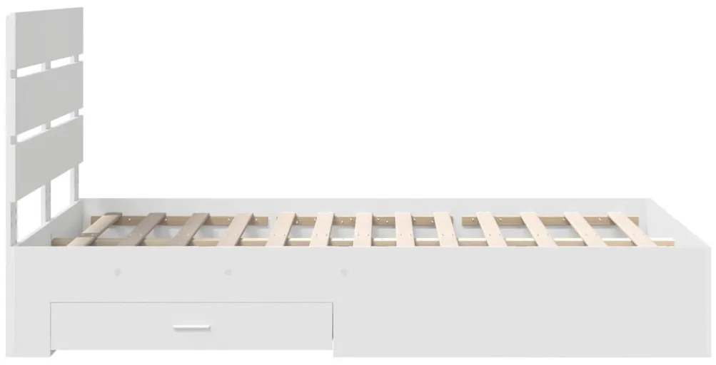 vidaXL Ágykeret fiókkal fejtámlával Fehér 135 x 190 cm Faanyag