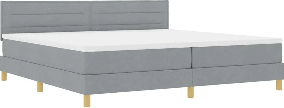 vidaXL LED Box Spring Ágy matracmal Világosszürke 200 x 200 cm szövet