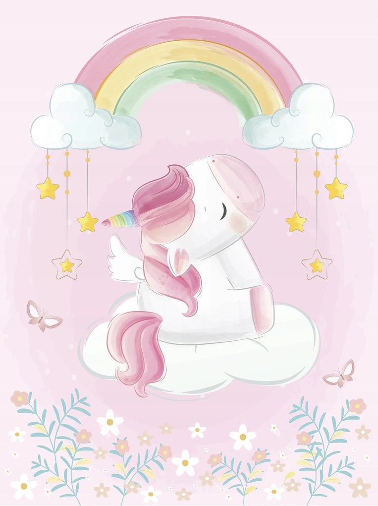Fotótapéta Unikornis Szivárvány Felhők a gyerekszobába 184x254 vinil +ragasztó