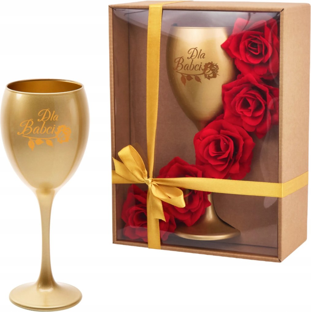 Ajándék Nagymamáknak Nagymama napjára Borospohár Arany Dobozban Rózsa