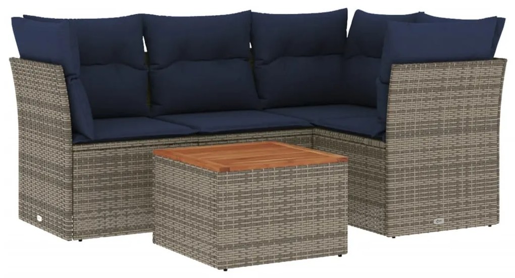 5 részes szürke polyrattan kerti ülőgarnitúra párnával