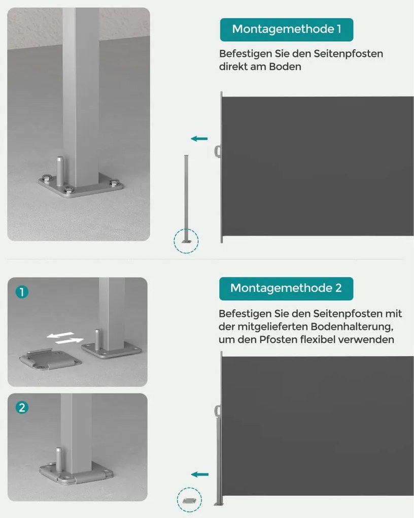 Oldalsó terasznapellenző, belátásgátló, szürke, 220 g/m² 180 x 300 cm
