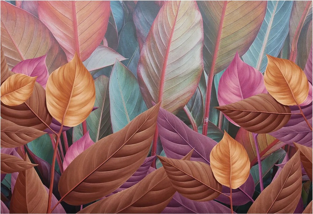 Fotótapéta Flizelin Dekoratív tapéta Színes levelek 152x104 Ragasztó