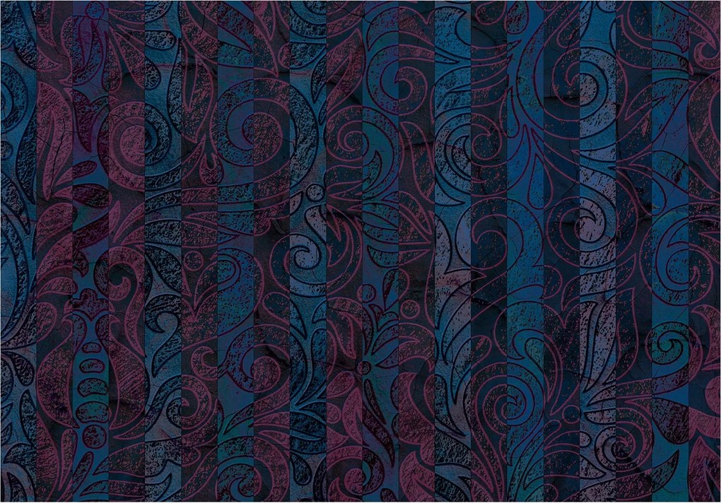 Tapéta Absztrakt Virágok Növények Lila-Rózsaszín Vonalak Vinyl 208x146 +ragasztó