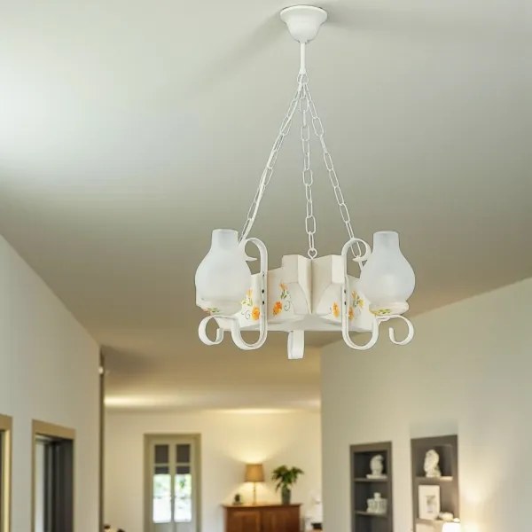 Brilagi - Láncos csillár QUEEN 3xE14/40W/230V bükk/krémszínű