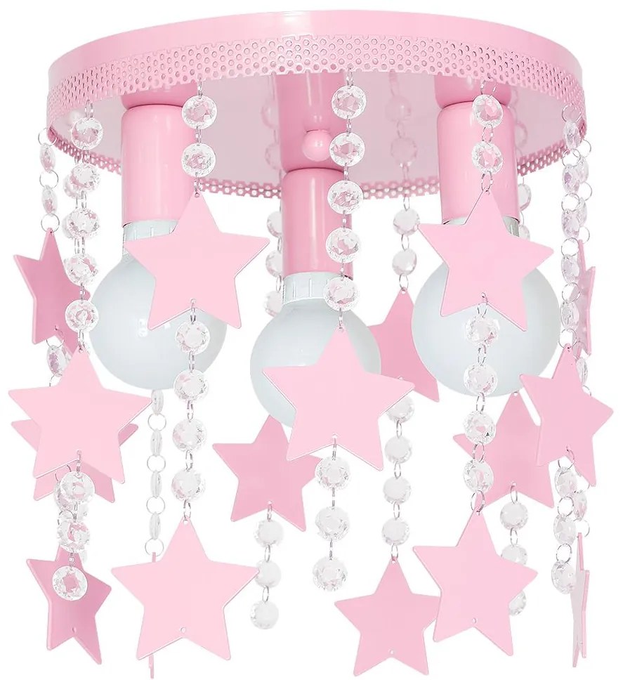 Gyerek mennyezeti lámpa ELZA stars 3xE27/60W/230V rózsaszín