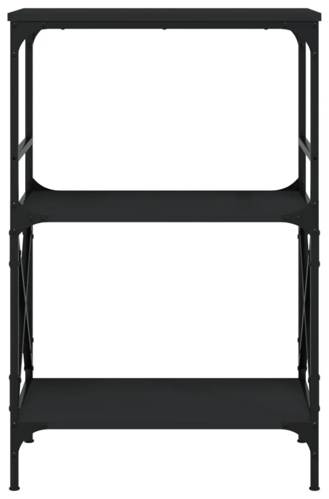 3 szintes fekete szerelt fa könyvespolc 59 x 35 x 90,5 cm
