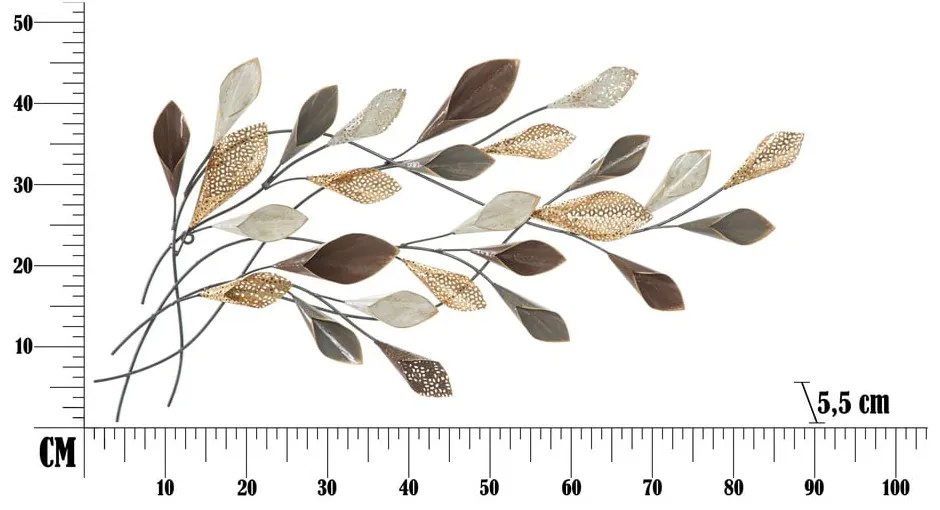 Ramo fehér-barna fali dekoráció, szélesség 46 cm - Mauro Ferretti