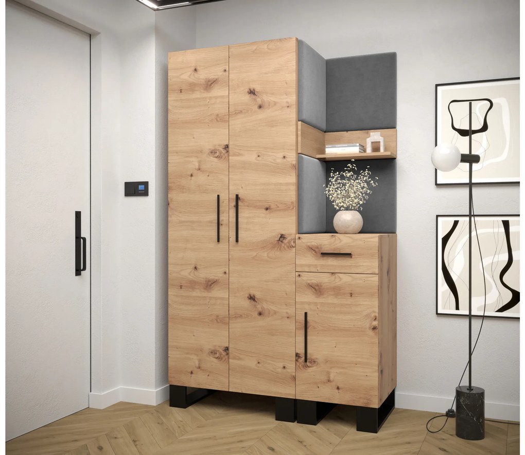 Előszobabútor Amanda 6 (artisan tölgy + sötétszürke). 1085905