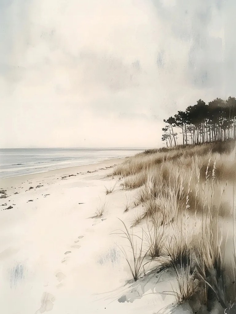 Vászonkép Canvas Tájkép Tenger Balti-tenger Tengerpart Dűnék Nyomai 75x100