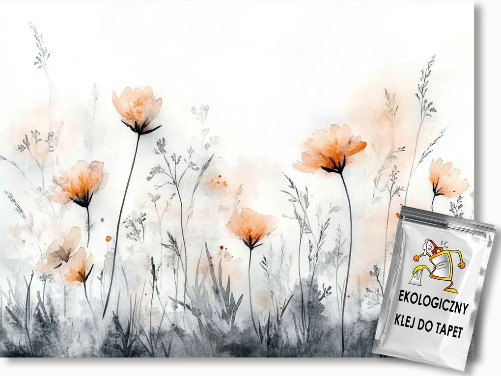 Fotótapéta Flizelina Természet Rét Kert Virágok Szürke Köd 200x140 ragasztó