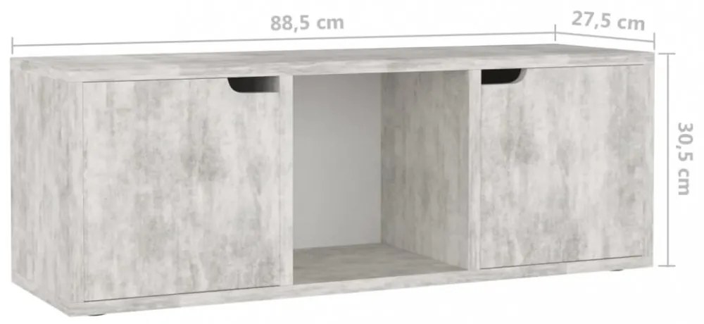 betonszürke szerelt fa TV-szekrény 88,5 x 27,5 x 30,5 cm