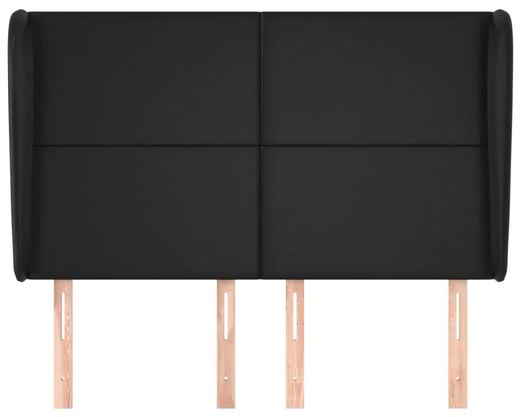 fekete műbőr fejtámla szárnyakkal 147 x 23 x 118/128 cm