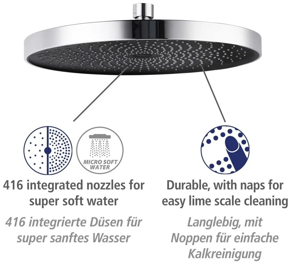 Fényes ezüstszínű rozsdamentes acél zuhanyszett 120 cm Soft Water – Wenko