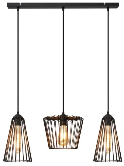 Csillár zsinóron TORRI 3xE27/15W/230V fekete