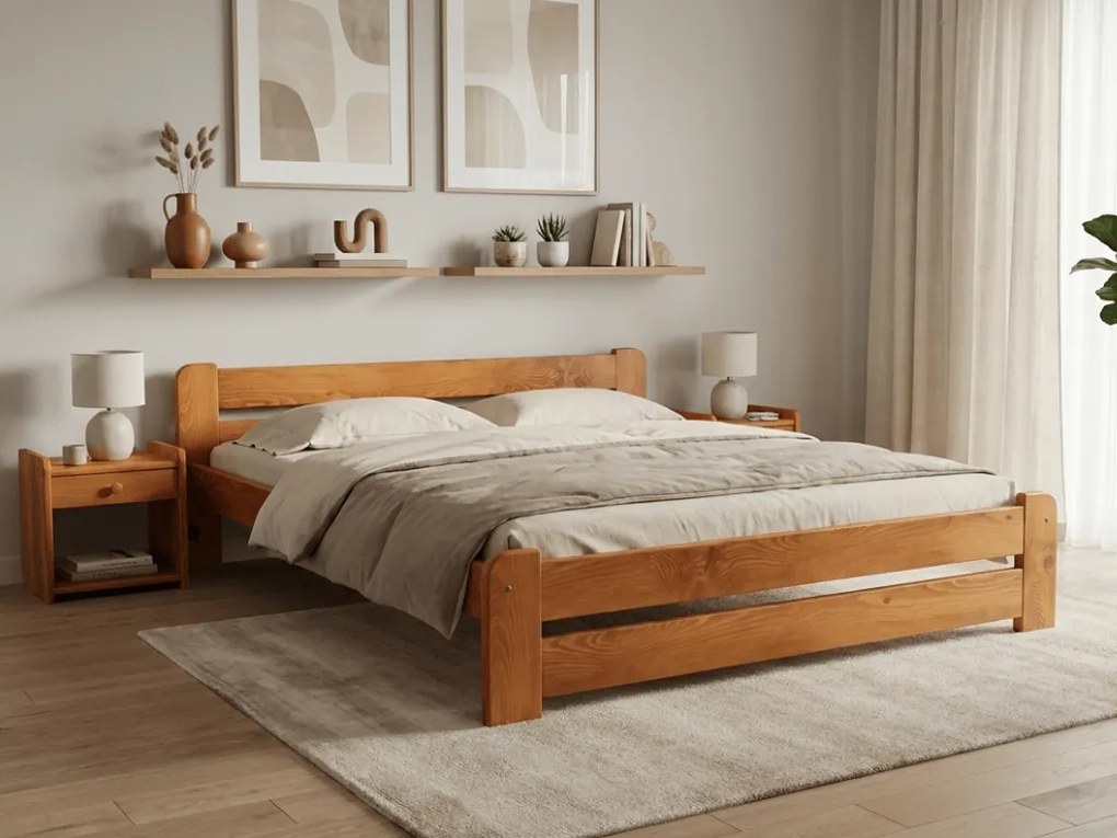 Laura ágy 120 x 200 cm, égerfa Ágyrács: Léces ágyrács, Matrac: Coco Maxi 20 cm matrac