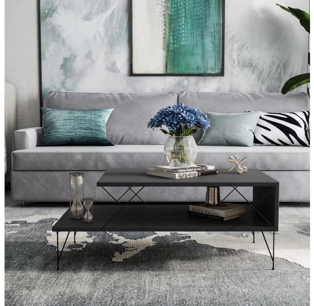 LOIRE konferenciás asztal 40x100 cm, antracit színű