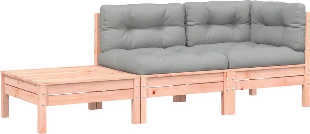 vidaXL tömör duglászfenyő kerti kanapé párnával és lábtartóval